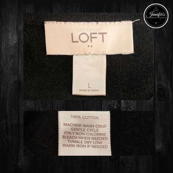 LOFT Black, Open Front with Pockets Cardigan Size L - Picture 6 of 8